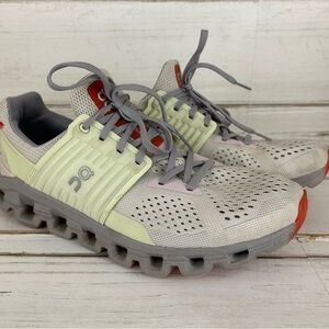 On Running Women's Light Gray, Pale Yellow & Coral Cloudflow Running Shoes